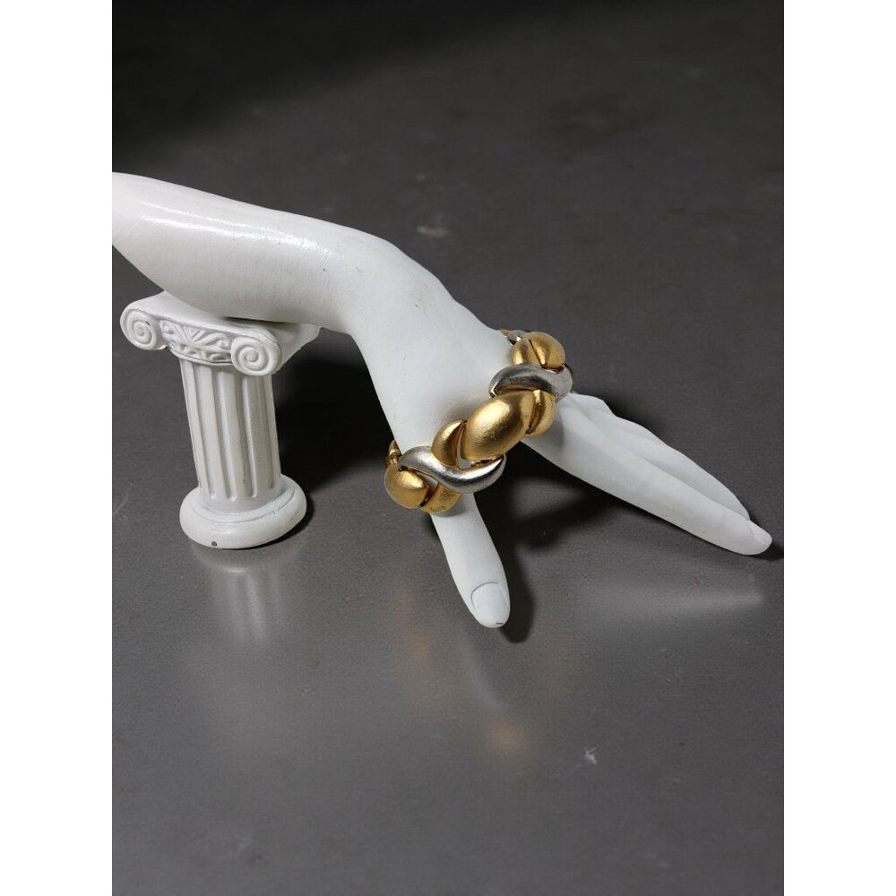 vintage Les Bernard jewelry 9" hook closure gold and silver color metal wrist br - Picture 7 of 11